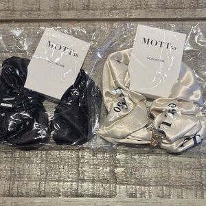 NWT Mott50 Elegant Black and Cream Scrunchie Duo